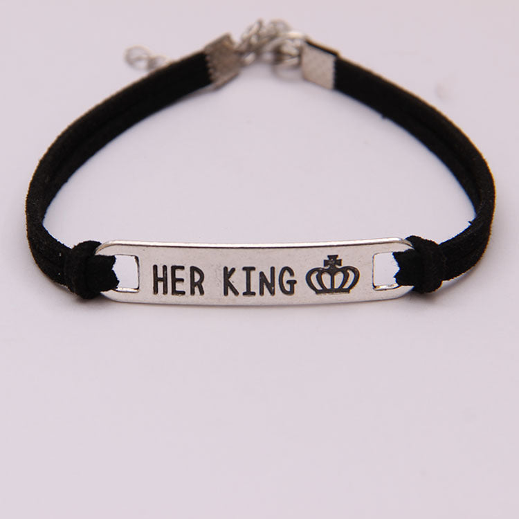 His Queen Her King Alloy Couple Bracelet Jewelry