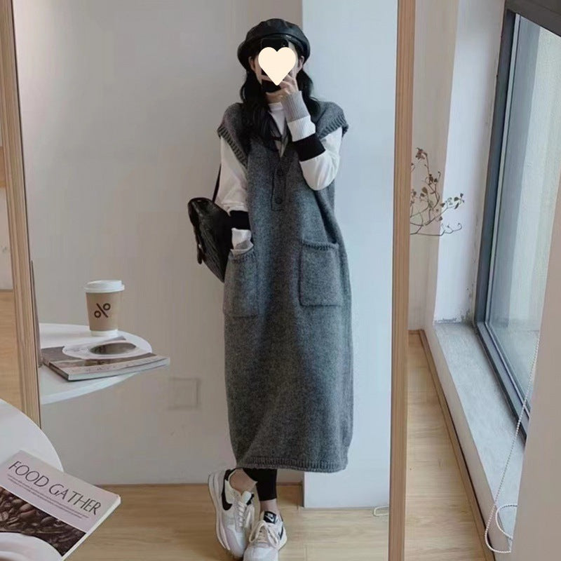 Petite Woman In A Vest Fur Coat And Skirt