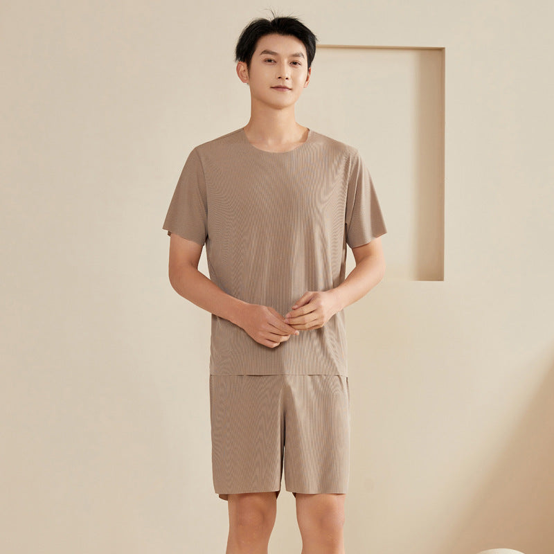 Seamless Couple Pajamas Women's Summer Thread Ice Silk Cool