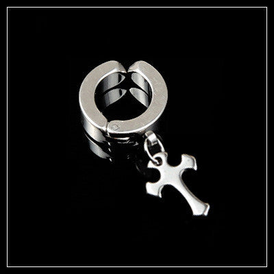 Tassel Black Earrings Without Pierced Cross Wolf Men And Women Tide Earrings