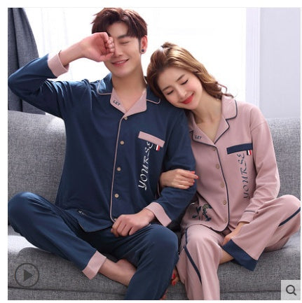 Couple pajamas long sleeve pure cotton