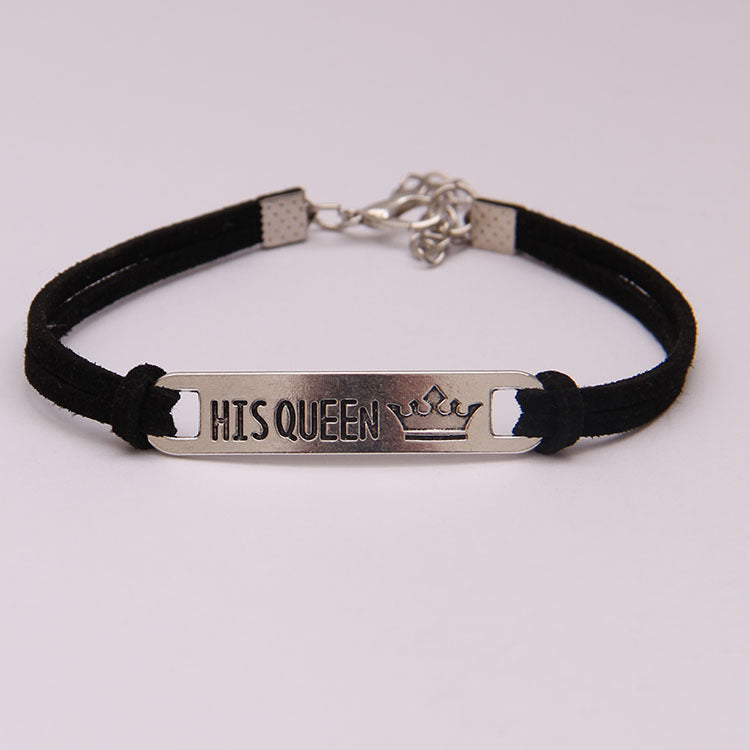 His Queen Her King Alloy Couple Bracelet Jewelry