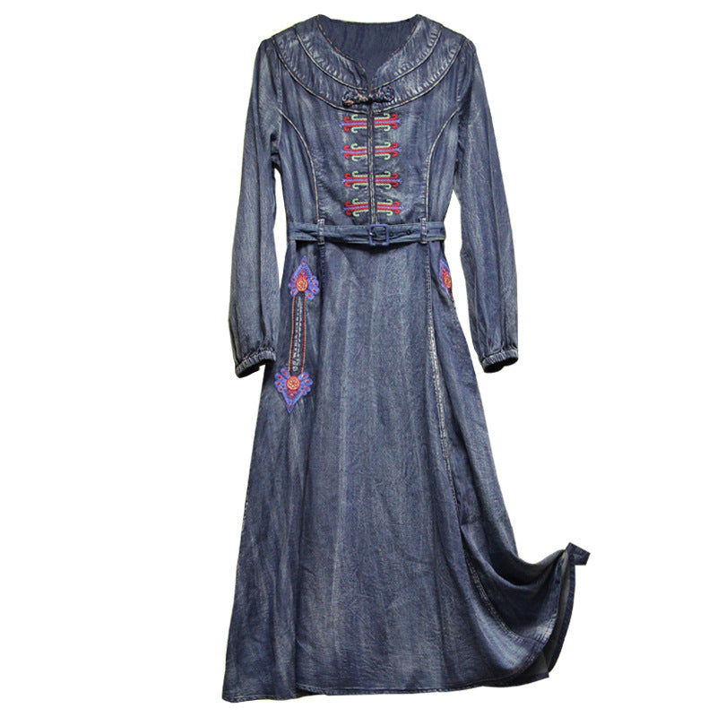 Denim dress with belt