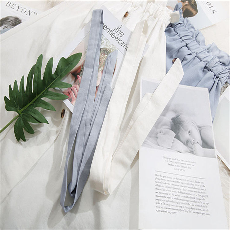 Elegant Button High Waist Skirt Female Pleated Skirt