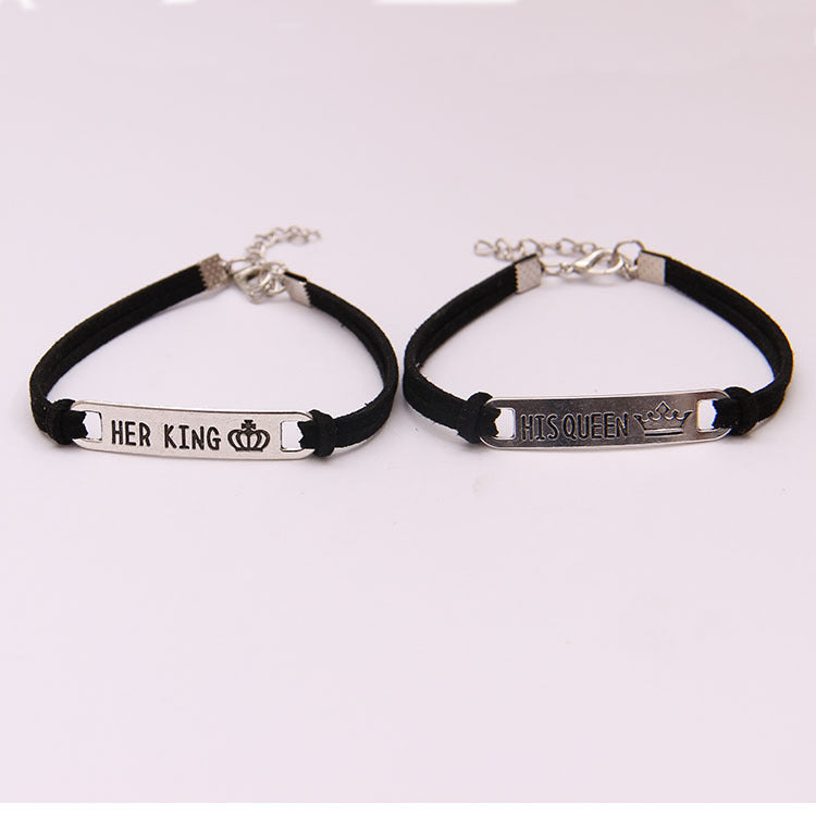 His Queen Her King Alloy Couple Bracelet Jewelry