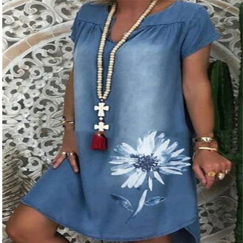 Flower denim dress