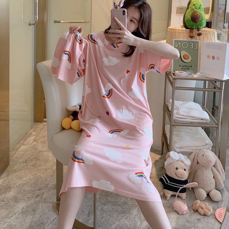 Nightdress Short Sleeve Ladies Summer Homewear Set