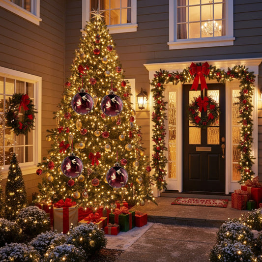 4PCS Set Christmas Glass Ball Ornaments Hanging Tree Decorations Shiny Holiday Party Decor Xmas Tree Decorations FBA Shipment