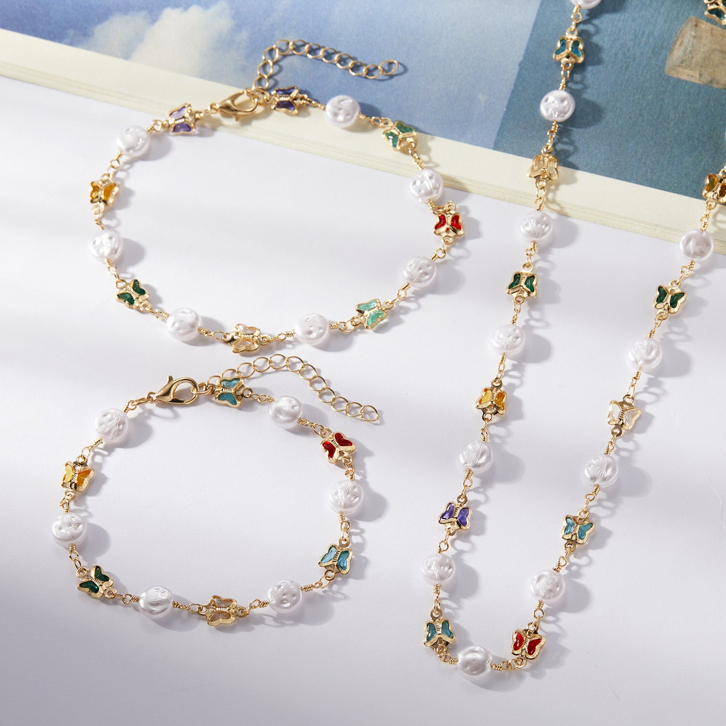 Fashion Butterfly Pearl Bracelet Anklet