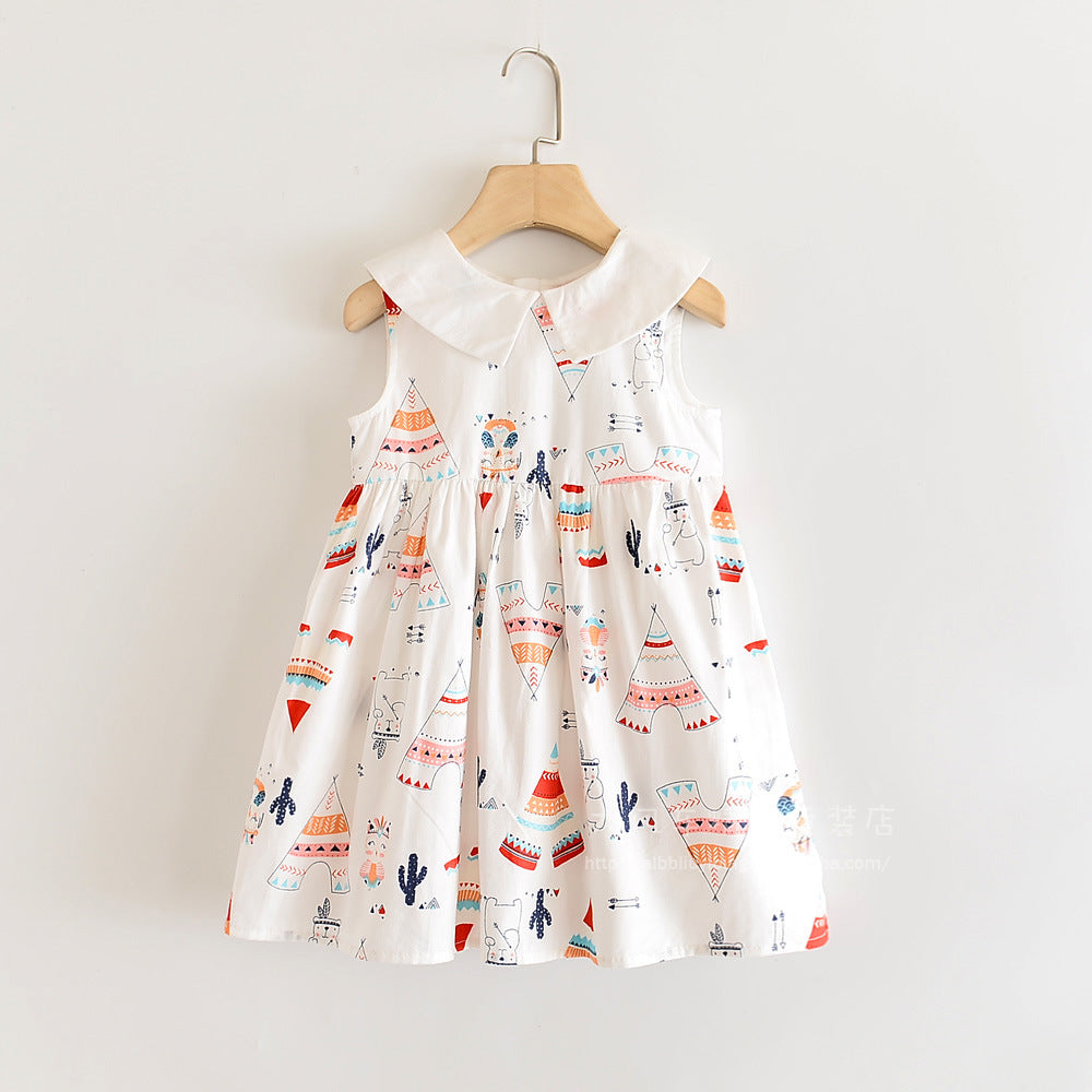 Girls' doll collar sleeveless vest dress
