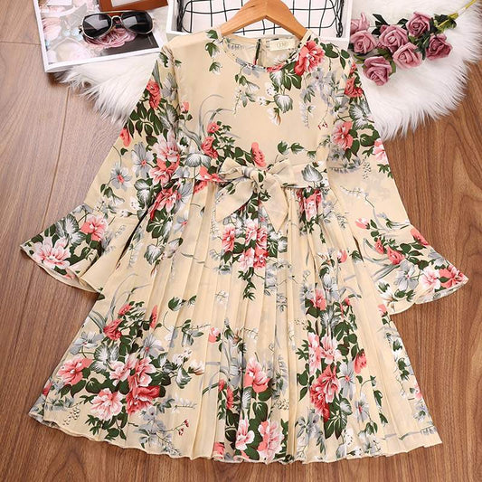 Girls Retro Long Sleeve Princess Dress