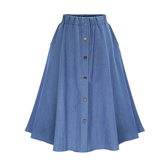 A high waist and long denim skirt Casual skirt
