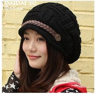 Women's Fashion Braided Autumn Winter Warm Baggy Beanie knitted hat crocheted hat 989D