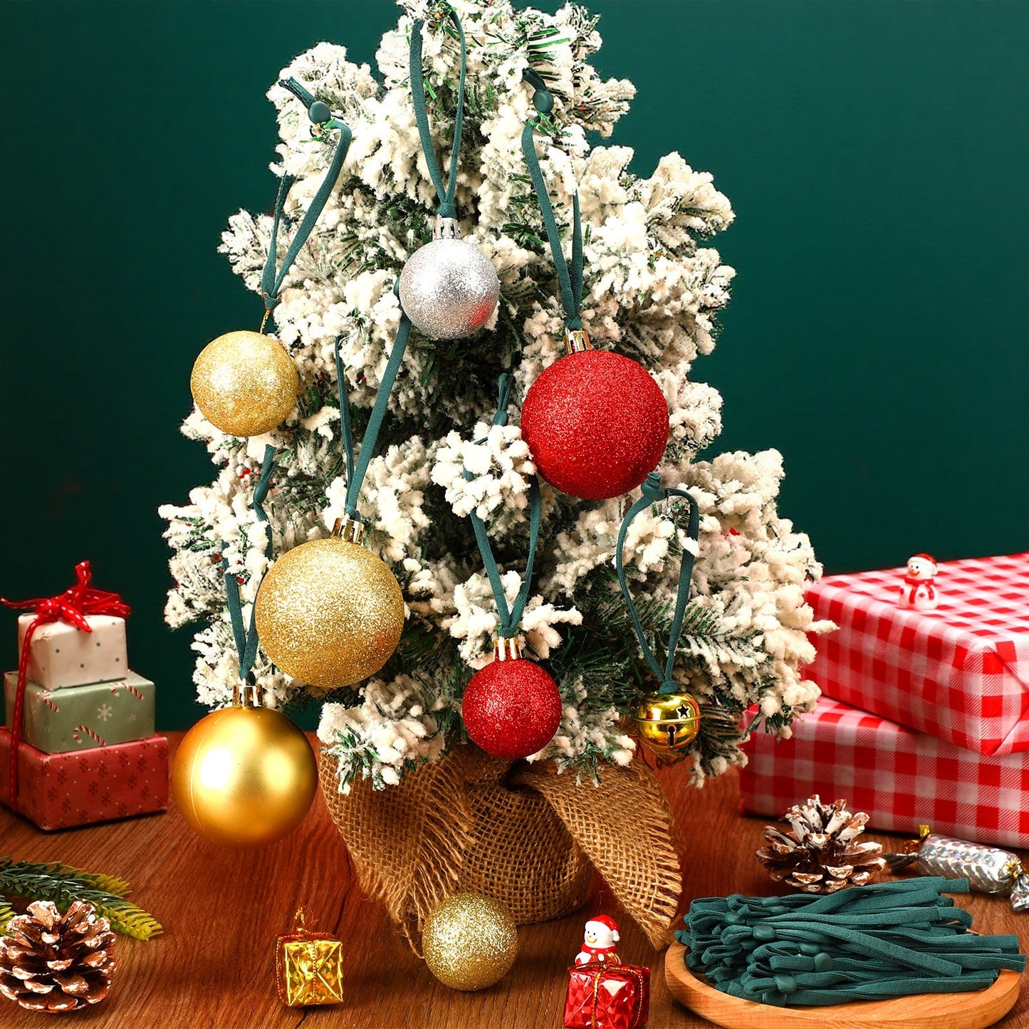 150Pcs Ornaments String For Christmas Tree, Adjustable Ornaments Ribbon Hangers Christmas Ties String Ribbon Loops For Ornament Hanging Tree Decorations, Green Selling On Amazon Is Prohibited