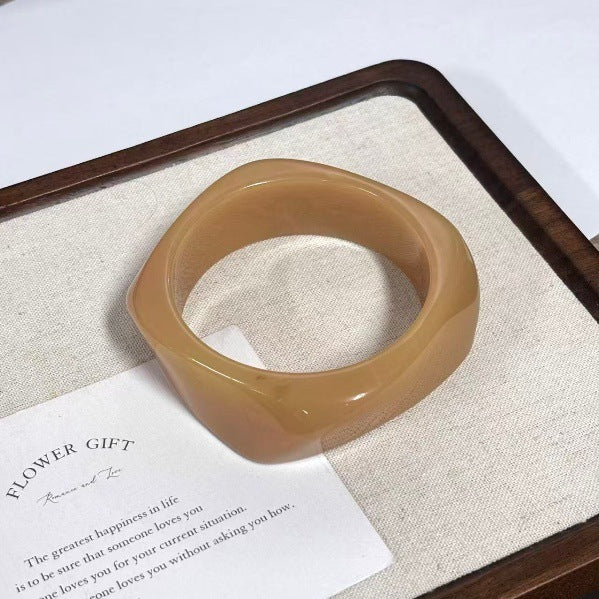 European And American Geometric Blooming Resin Curved Bracelet