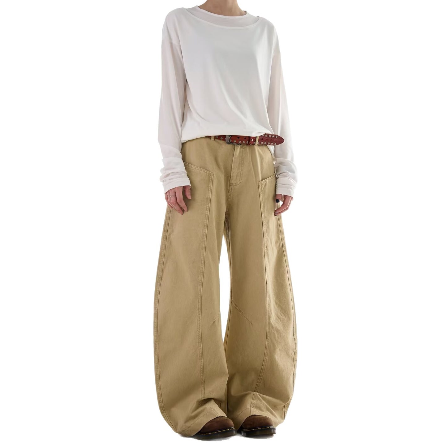 Simple Curved-slash Pants For Men And Women