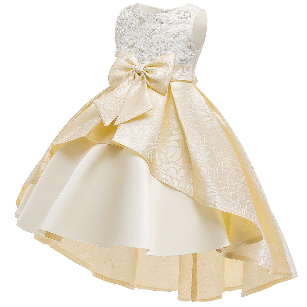 Christmas Champagne Red Embroidered Dress Princess Dress Kindergarten Female Treasure Sleeve Dress