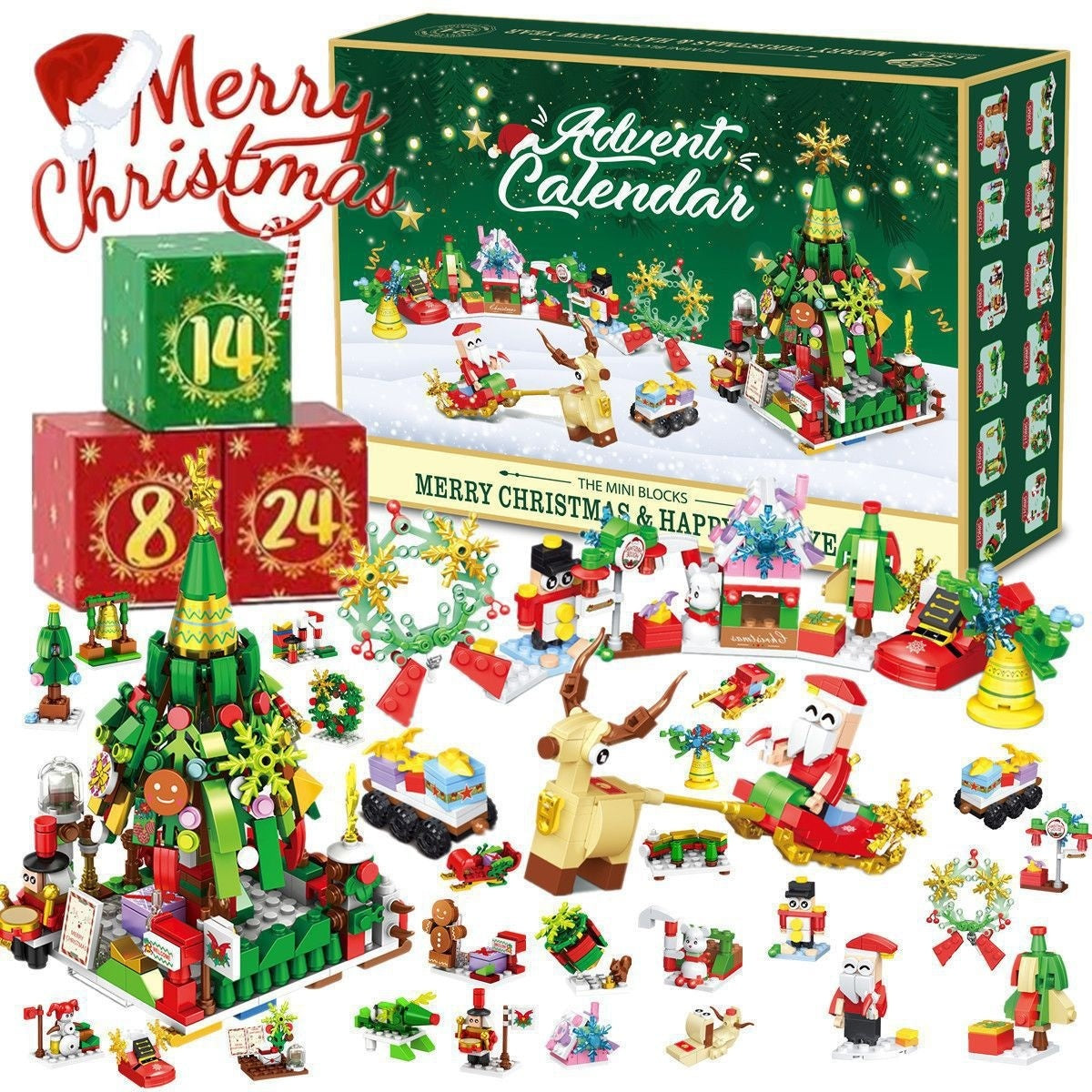Christmas Countdown Building Blocks Hand Tear Calendar Blind Box