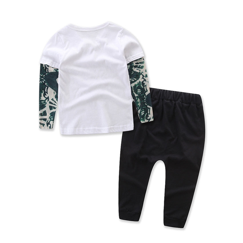 Samgami Baby Cross-border Children's Clothing Spring And Autumn Boys' Suit Trendy Child Fashion Print Top Trousers 2-piece Set