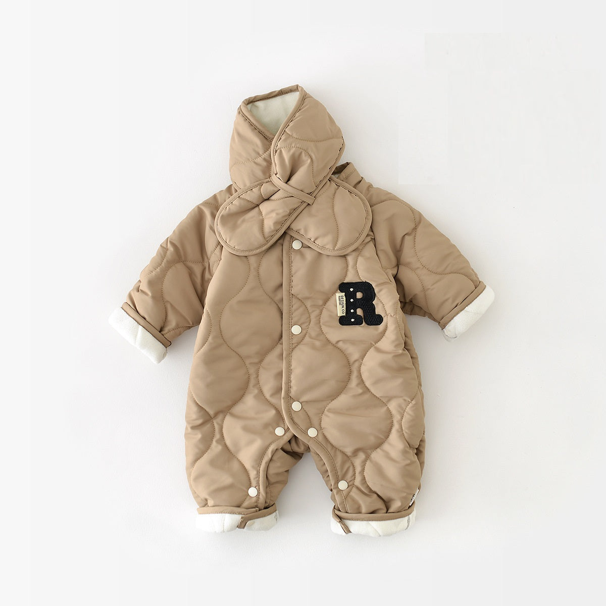 Autumn And Winter Quilted Cotton Fleece-lined Warm Baby Jumpsuit