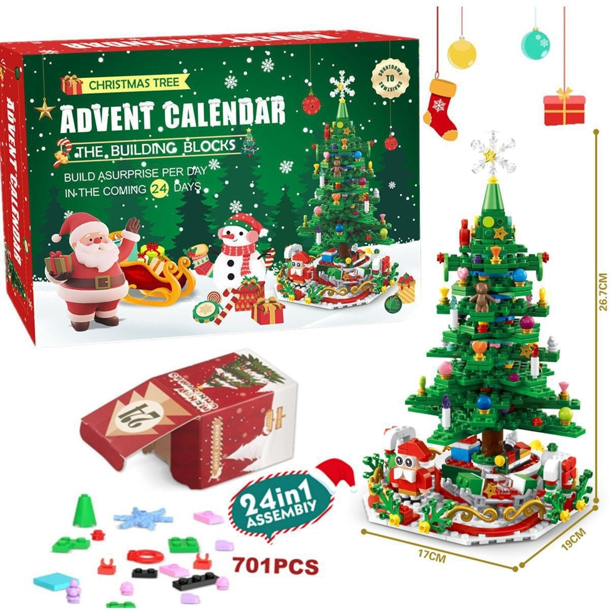 Christmas Countdown Building Blocks Hand Tear Calendar Blind Box