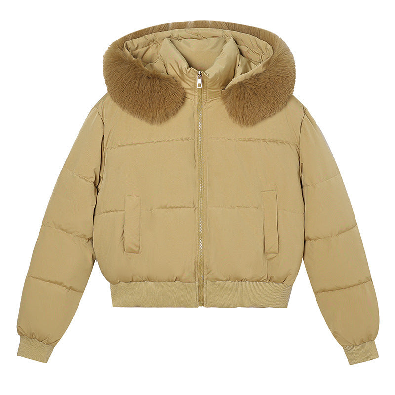 Women's Hooded Fur Collar Cotton-padded Clothes With Design Sense
