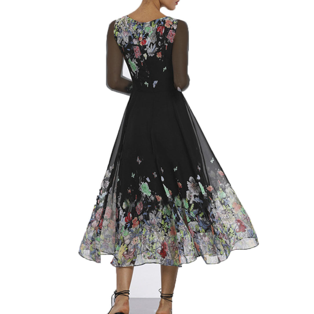 New Women's Clothing Dress Sexy Cutout Slim-fit Long-sleeved Large Swing Skirt