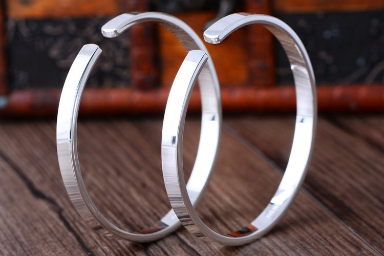 Sterling Silver Bracelet Female Pair Of Simple Smooth