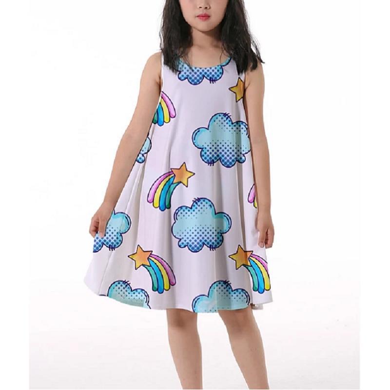 3D Rainbow Print Girls' Dress Nightdress