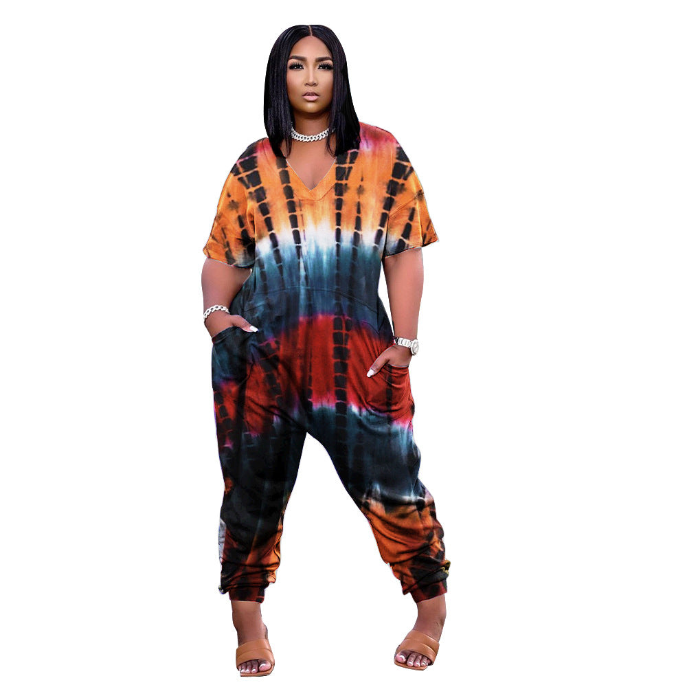Targeted Print Loose Size Jumpsuit Women