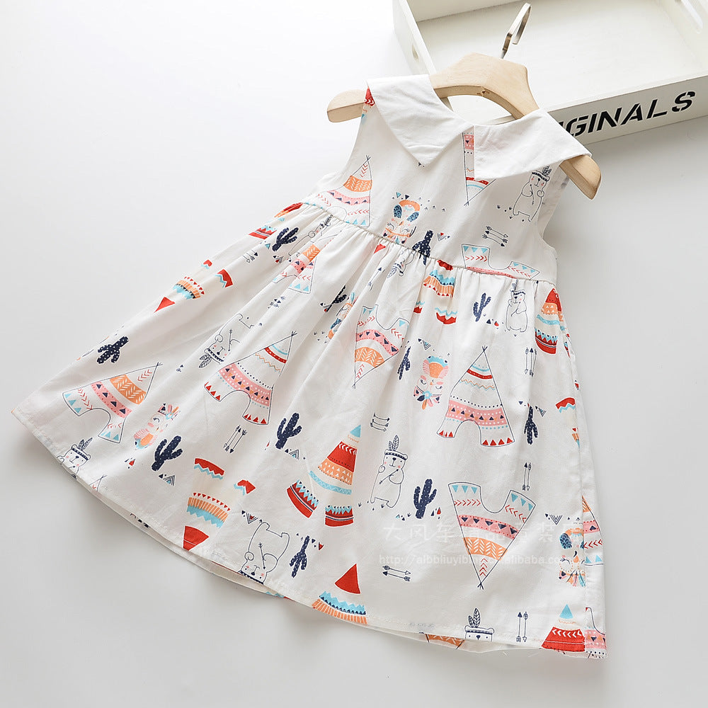 Girls' doll collar sleeveless vest dress