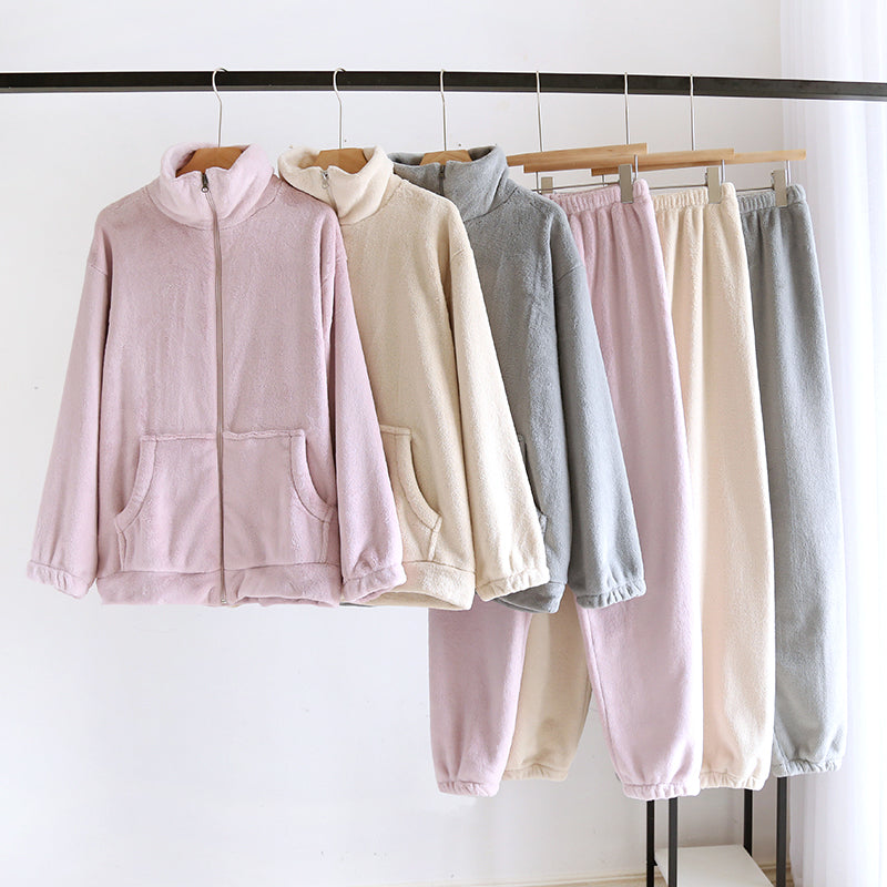 Men's And Women's Fashionable Fall And Winter Coral Velvet Padded Thickened Homewear Suit