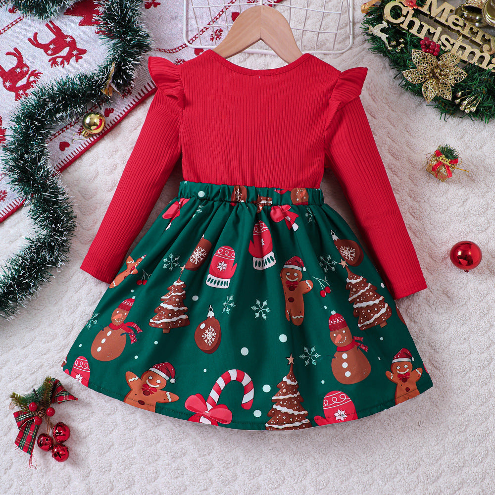 Christmas False Two-piece Patchwork Dress
