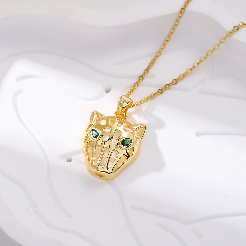 Titanium Steel Five-pointed Star Butterfly Wings Four-leaf Clover Inlaid Zircon Pendant Necklace
