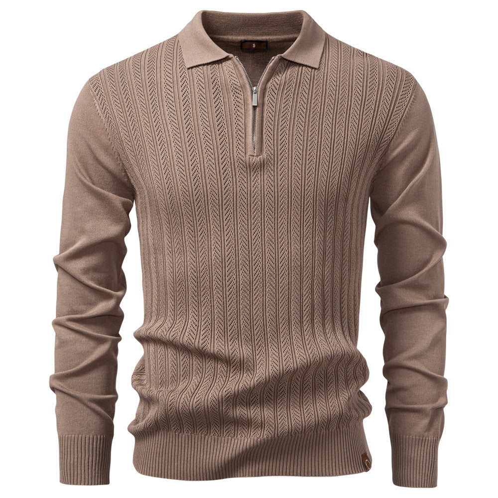 Men's Business Casual Sweater Long Sleeve Half Zipper Sweater