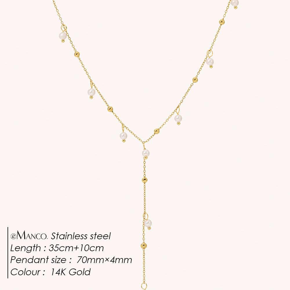 Tassel Necklace Pearl Pendant Sweet Style Chain