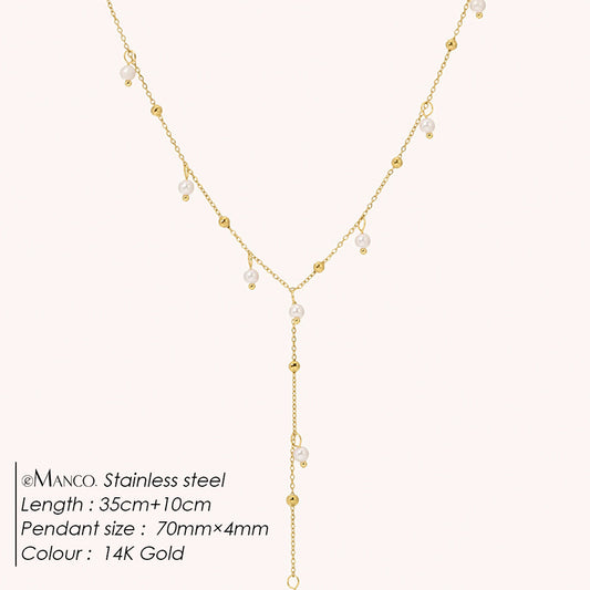 Tassel Necklace Pearl Pendant Sweet Style Chain