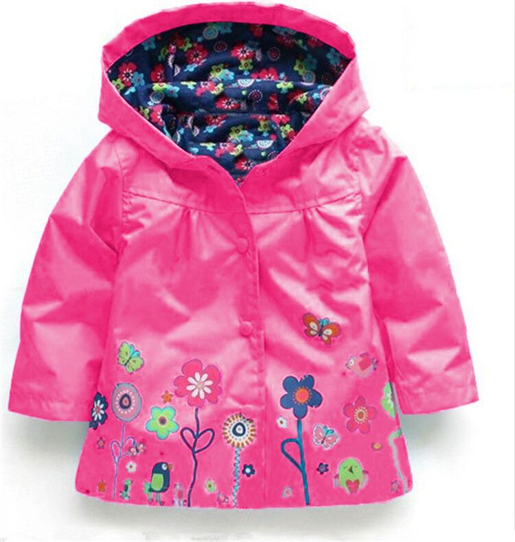 Girls' Cute Flowers Windproof And Rainproof Shell Jacket