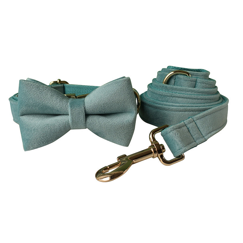 Lake Green Velvet Gold Buckle Dog Collar Double Microfiber