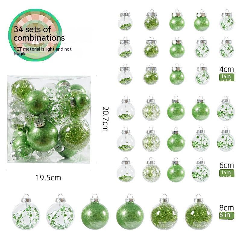 34-tube Christmas Tree Ornaments Large Mouth Ball Transparent Ball
