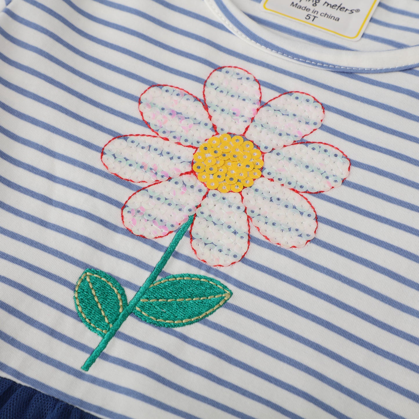 Girls' Sequined Princess Round Neck Dress