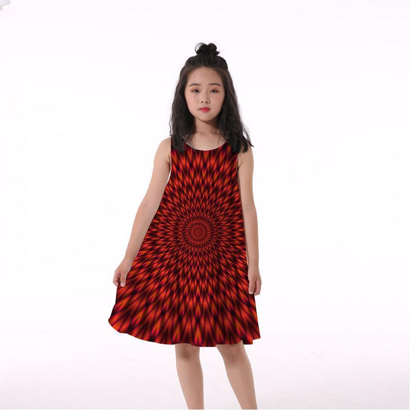 3D Rainbow Print Girls' Dress Nightdress