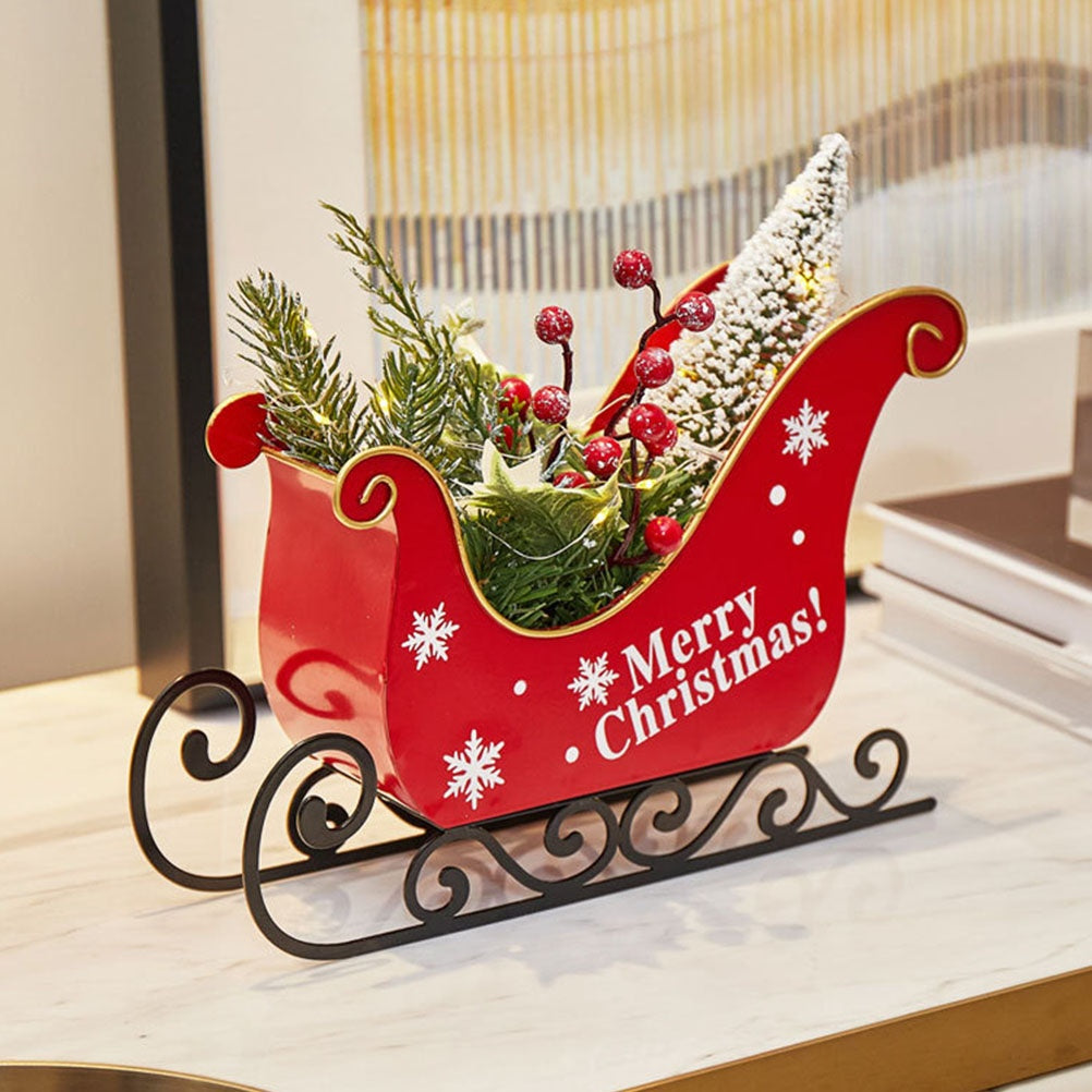 Christmas Sleigh Medium Santa Indoor Sled Mini De Ornaments Outdoor Decorations Tree Adornment Berry Cardboard