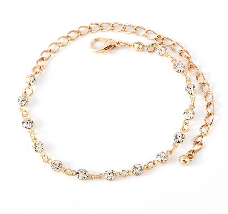 Popular Beach Women's Anklet Shell Weave Diamond Chain Full Diamond Bee Pendant Multilayer Footwear