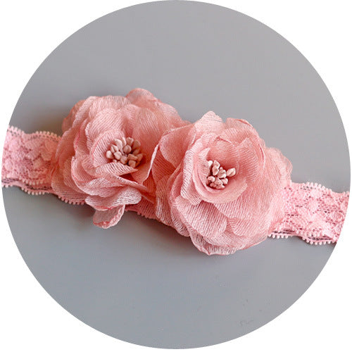Baby hair with double lace flowers