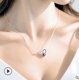 Life lock love sterling silver S925 rotary lock necklace creative necklace
