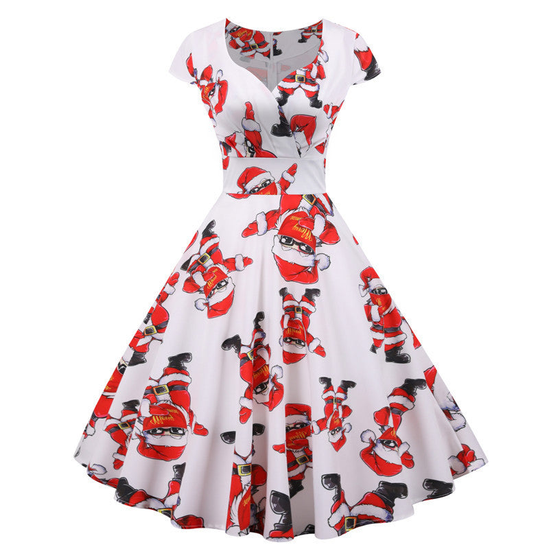 Christmas short sleeve dress women