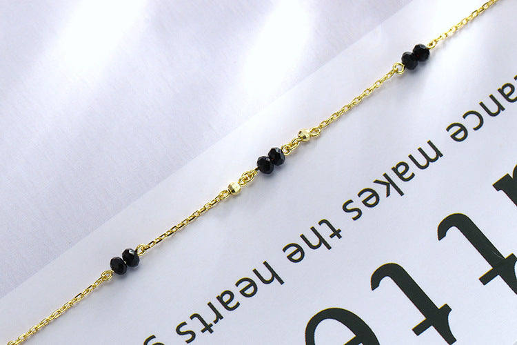 Fashion faceted black zirconium anklet