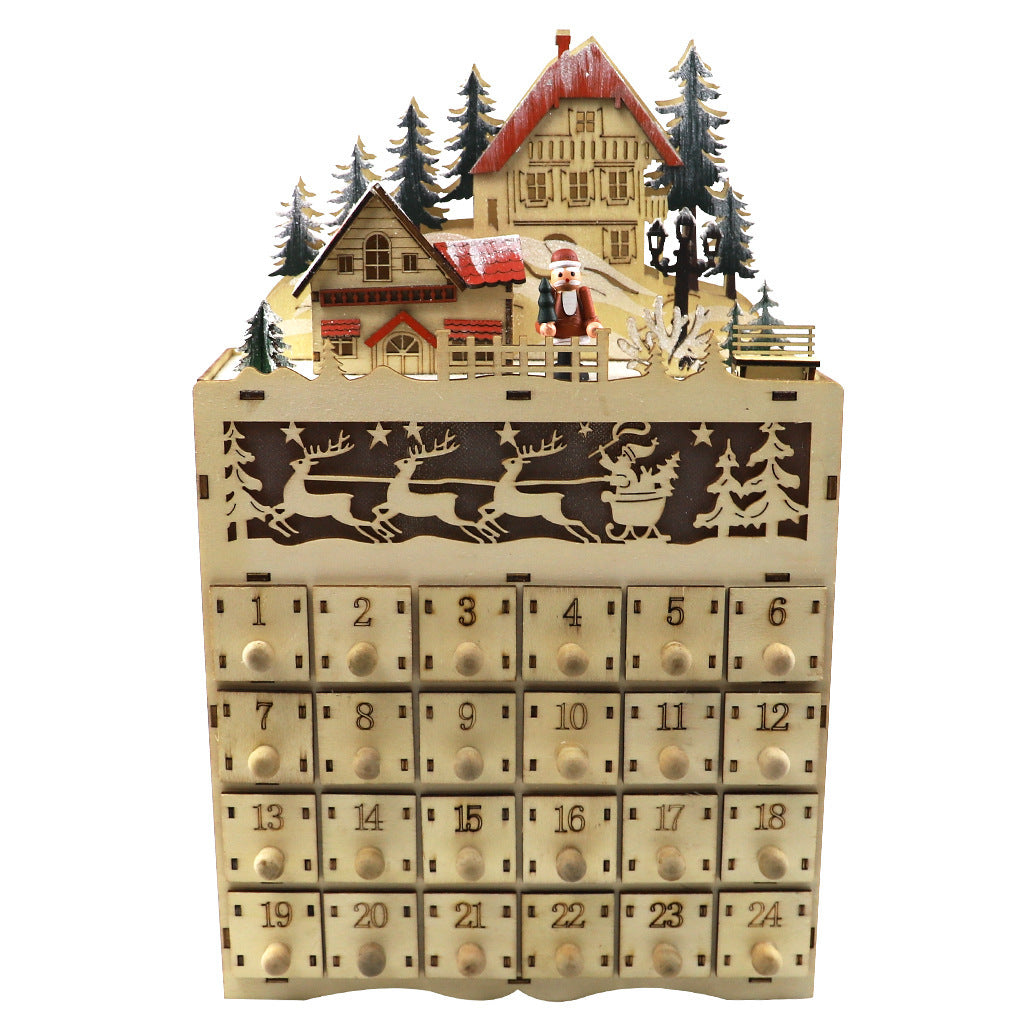 Wooden Calendar Christmas Decorative LED Lights