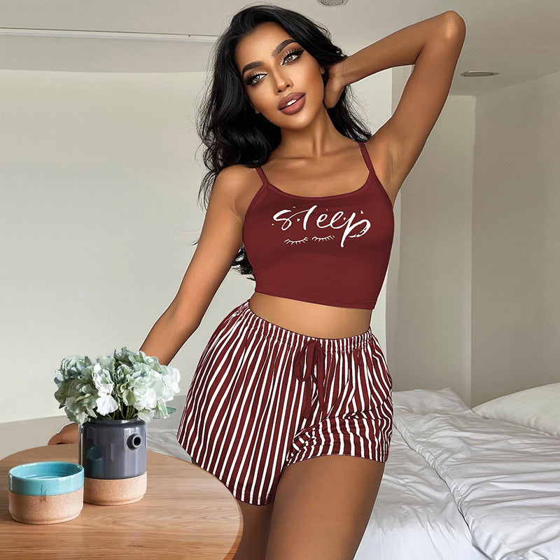 Letter Stripes Printed Ladies' Homewear